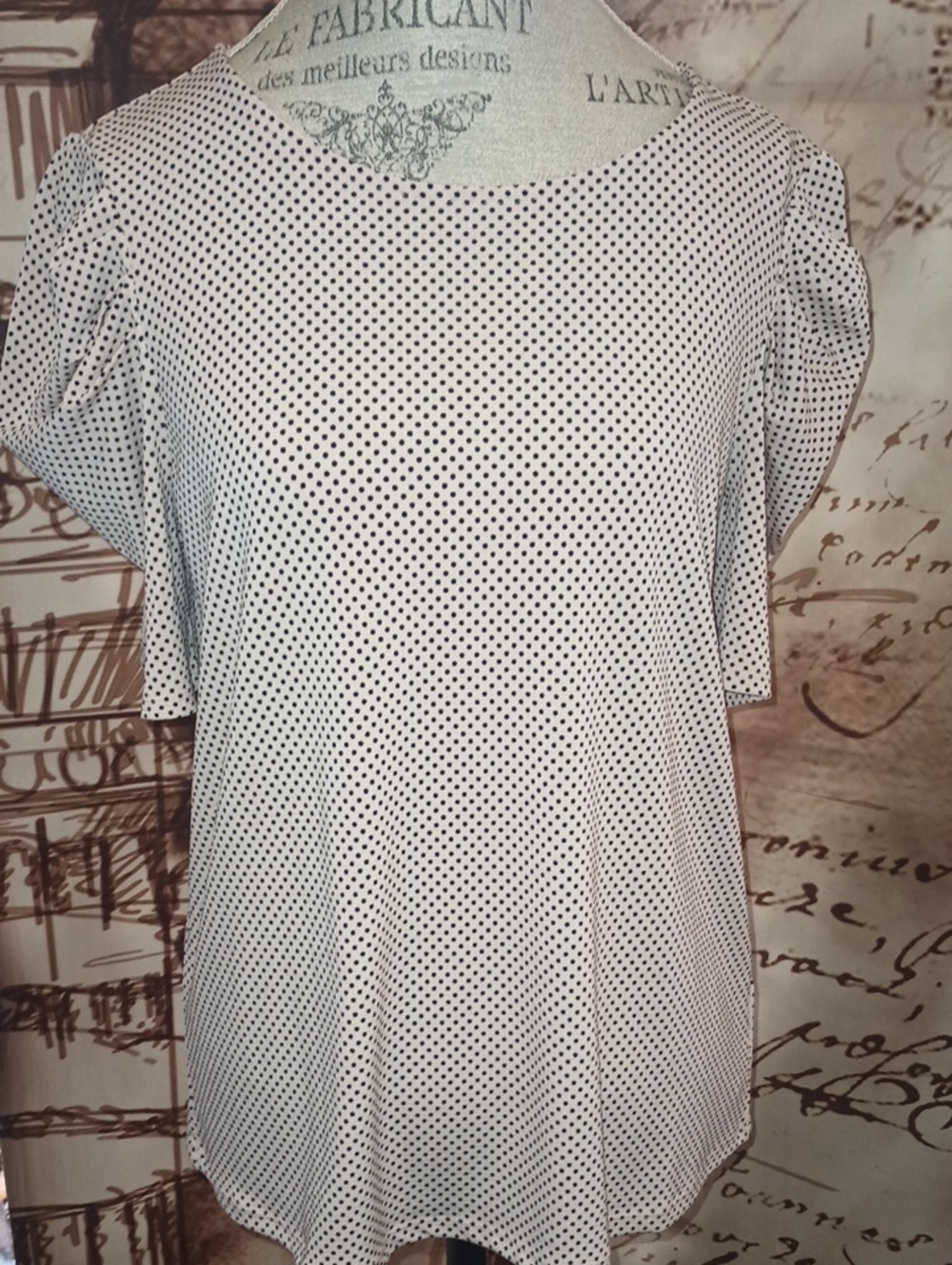 Adrianna Papell Light Pink and Black Polka Dot Blouse